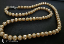 Vintage POMPADOUR Honey Blonde fau Pearl Necklace 925 Sterling Silver Clasp 64cm