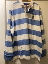 Polo Ralph Lauren Rugby Shirt, Striped Colourblock, Navy White, Size Mens XXL