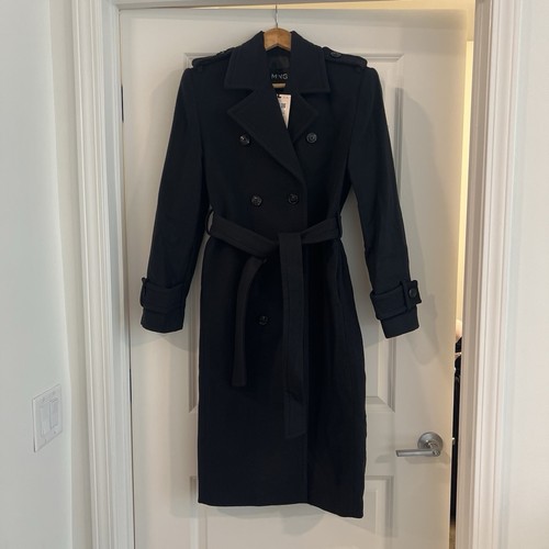 Mango black wool trench - , coat