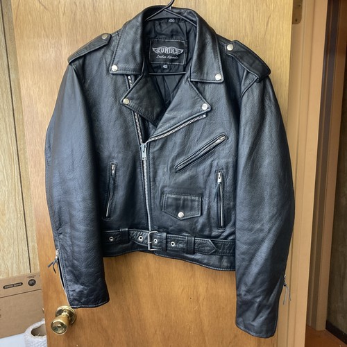 Unik leather biker jacket - jacket, mens