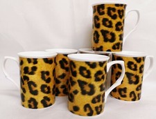 Leopard Brown Mugs Set 6 Fine