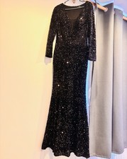 Stunning Black Sequin Evening Gown – Size M