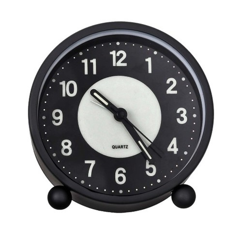 Black silent bedside alarm - black,
