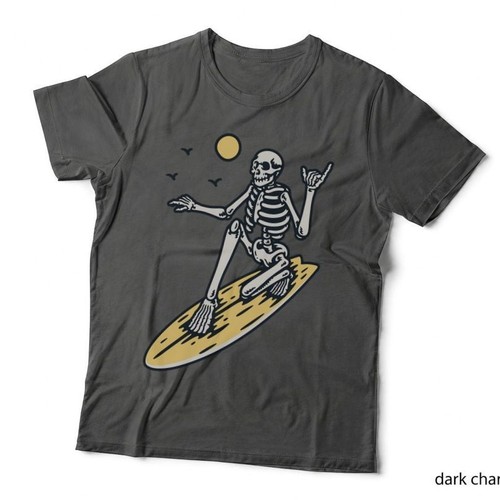 Skeleton surfer surfing yellow - skeleton,