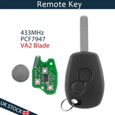 For 2014-2021 Renault Trafic Vauxhall Vivaro B 2 Button Remote Key Fob 433Mhz UK