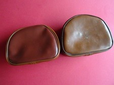 2X VINTAGE BROWN EFGEECO VINYL FISHING REEL CASES, (ONE VERY GOOD EXAMPLE)