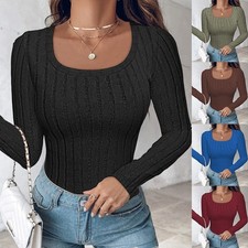 Womens Ribbed Long Sleeve T