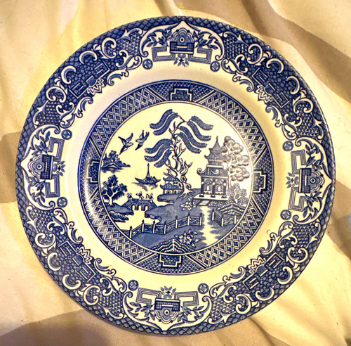 Old willow ironstone plate - willow,