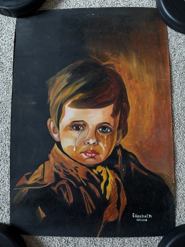 Crying boy oil painting - boy,