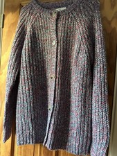Ladies Cotton Traders pink and grey chunky acrylic cardigan size 14 never worn