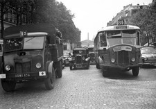 Army truck transporting passengers during strike of RATP employees- Old Photo