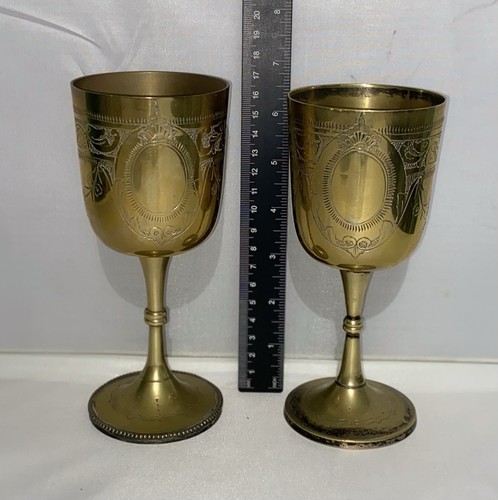 Pair brass epns goblets - brass,