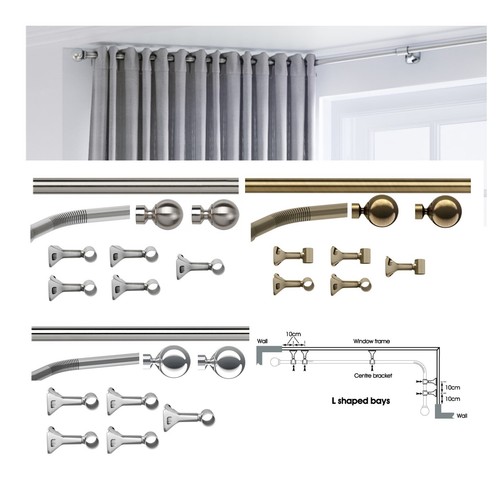 Bay window curtain pole for - curtain,