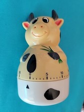 Vintage Black & Cream COW Kitchen Mechanical Timer~Cute 4”~Working