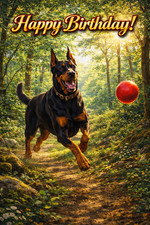 Doberman Dog Birthday Card A5