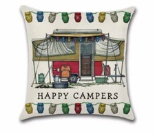 Happy campers cushion trailer tent folding Camper Travel Holiday Gift Camping
