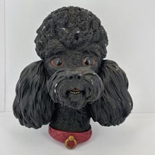 Bossons Black Poodle Chalkware Plaque Dog Head Wall Hanging Ornament 1960s