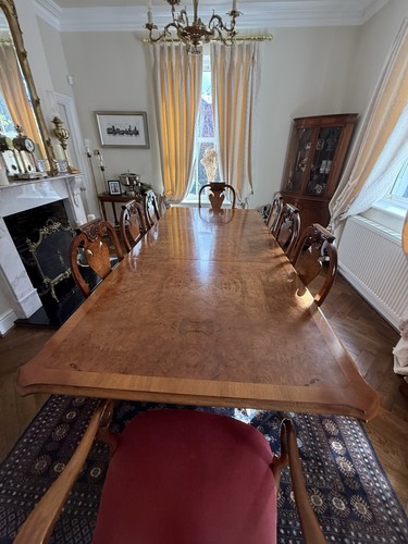 Burr walnut dining table - walnut,