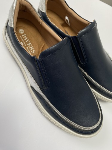 Pavers navy silver slip - silver, slip-on