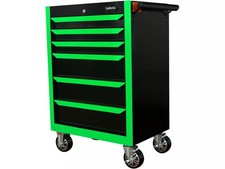 Halfords 27" Workshop Garage 6 Drawer Cabinet - Neon Green (Bent/Chipped) B+