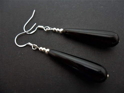 Pair long black onyx - pair, of