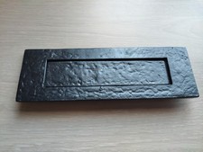 Reproduction Antique Black Iron Flush Letter Box Cover Plate 25 cm x 8 cm.