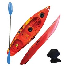 Riber Deluxe One Man Sit On Top Kayak + Paddle & Backrest R-1005-Red/Yellow