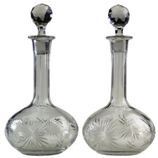 A good pair antique shaft & globe cut glass Decanters C.1st half 20thC
