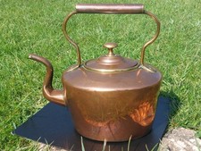 COPPER & BRASS KETTLE BEAUTIFUL LARGE ANTIQUE LATE GEORGIAN, c1840s 1.3 Kgs