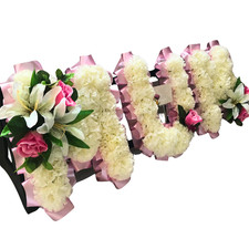 MUM Artificial Silk Funeral Flower Tribute or Any 3 Letter Name Wreath Dad Nan