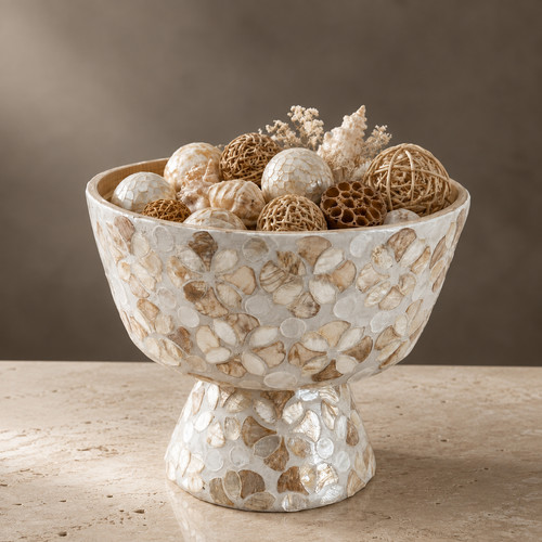 Handmade shell bamboo pedestal - handmade,