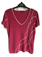 Ladies Pink Mix ELLIE LOUISE Short Sleeve V Neck Top With Bead Detail Size Med