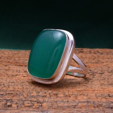 Spectacular Green Onyx Gemstone 925 Sterling Silver Handmade Ring All Size ES-11