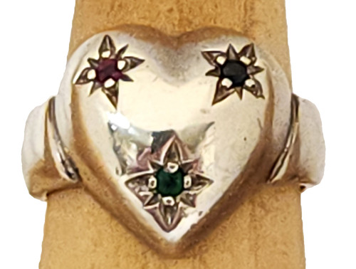 Sterling silver puffy heart - silver,