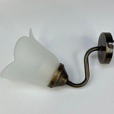 Vintage French Traditional Style Brushed Brass Finish Wall Light & Glass Shade