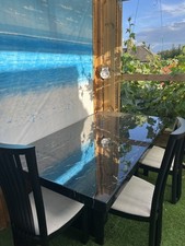 Black Marble Dining Table with White Veining Top. Excellent Condition. Collect