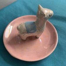 PINK Llama Ceramic Jewell Key Ring Dish Holder Trinket Plate Home Decor UK