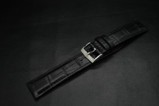 19MM OEM Omega Genuine Black Leather Strap + Silver Buckle