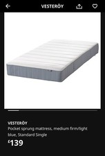 20cm Deep IKEA VESTERÖY Double Pocket Sprung Mattress (Medium firm) *COLLECTION*