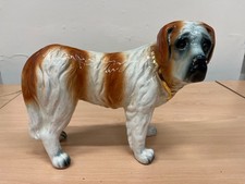 Antique 19th Century Staffordshire St. Bernard Dog Figurine – Glass Eyes – Large