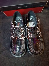 DEMONIA  Punk Goth Black Glitter Platform Bat Wing Creepers Shoes Women Sz 9