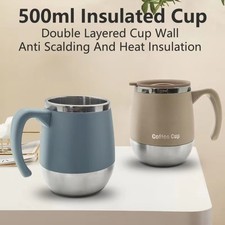 500ML Stainless Steel Insulated Coffee Mug with Handle Lid Vacuum Travel Mug Cup