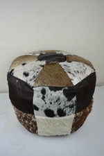 Cowhide Hair-On-Hide Leather Footstool – Genuine Cowhide Ottoman