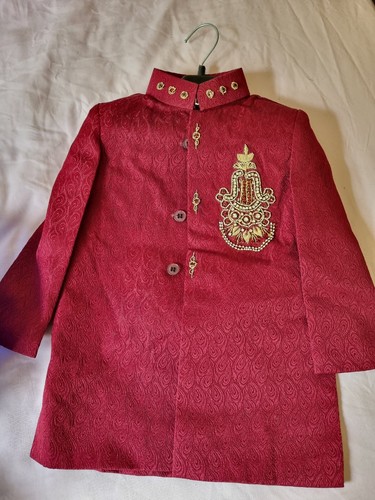 Kids mehroon red boy sherwani - mehroon,