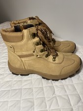 Zibu Smartie Women’s Winter Hiking Boots. Size 8.5 Side Zip, Memory Foam, Beige 