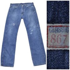 RALPH LAUREN POLO Vintage Blue Denim Jeans 34/34 Distressed Straight Leg Zip Fly