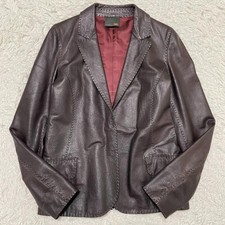Near Mint FENDI Genuine Leather Jacket Blazer Brown Red 42/M size Grain Leather