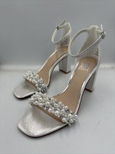 Biba Ladies ChunkyHeels Silver Shoes Size UK 6 EU 39 (REFE3)