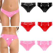 Women Shiny Metallic Low Rise Briefs Thong Panties Zipper Booty Shorts Underwear