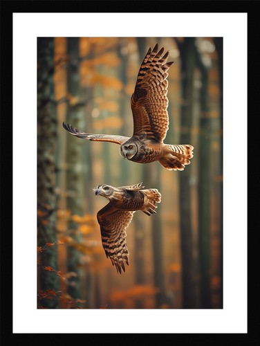 Dramatic owl framed - owl, art